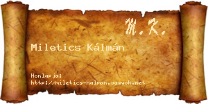 Miletics Kálmán névjegykártya